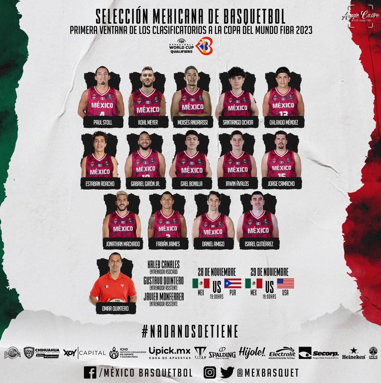 Revelan lista de la Selección Mexicana de Básquetbol para la ventana del  pre mundial de Chihuahua - ICHD